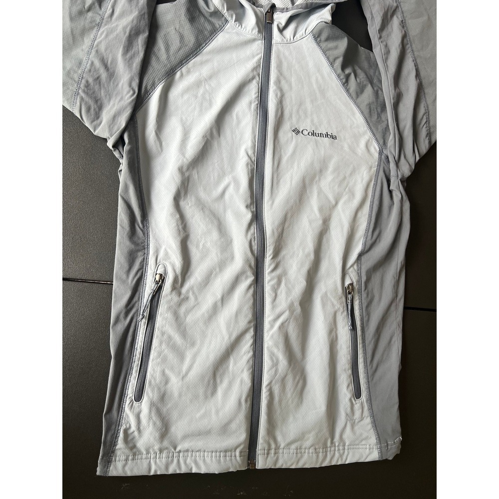 Columbia Mens Gray Full Zip Hooded Windbreaker Jacket Small Light Hiking (1022) - Picture 7 of 13